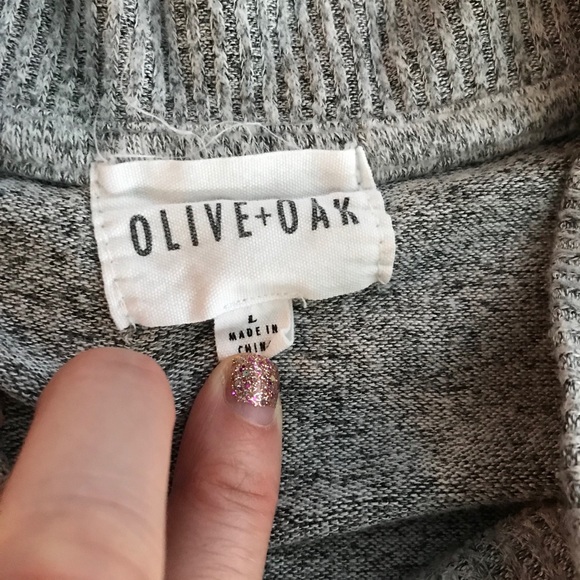 Olive + Oak Grey Ribbon Neck Line Slouchy Sweater - Picture 3 of 5